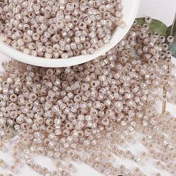MIYUKI Round Rocailles Beads, Japanese Seed Beads, 8/0, (RR579) Dyed Blush Silverlined Alabaster, 3mm, Hole: 1mm, about 422~455pcs/10g(X-SEED-G008-RR0579)