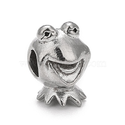 304 Stainless Steel European Beads, Large Hole Beads, Frog, Antique Silver, 12x9x9mm, Hole: 4mm(STAS-G256-18AS)