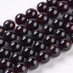Gemstone Beads Strands, Natural Garnet, Round, Dark Red, 10mm, Hole: 1mm, about 19pcs/strand, 8 inch(X-G-G099-10mm-36)