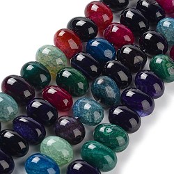 Natural Agate Beads Strands, Dyed & Heated, Egg, Colorful, 15~17x11~12mm, Hole: 1.6mm, about 14~15pcs/strand, 6.69~6.89 inch(17~17.5cm)(G-G021-03A-14)