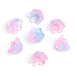 Two Tone Handmade Lampwork Bead Caps, Flower, 6-Petal, Violet, 10.3x7.4mm, Hole: 1.5mm(HUDU-PW0001-115D)