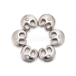 Letter Slider Beads for Watch Band Bracelet Making, Platinum Plated Alloy Crystal Rhinestone Slide Charms, Cadmium Free & Nickel Free & Lead Free, Letter.B, 11~13x9~11.5x4~5mm, Hole: 7.5~8x1mm(ALRI-O012-B-NR)