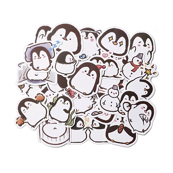 Cartoon Penguin Paper Stickers Set, Waterproof Adhesive Label Stickers, for Water Bottles, Laptop, Luggage, Cup, Computer, Mobile Phone, Skateboard, Guitar Stickers Decor, White, 3~6.3x3.4~5.5x0.02cm, 50pc/bag