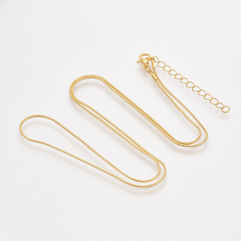 Brass Round Snake Chain Necklace Making, with Lobster Claw Clasps, Golden, 24.4 inch(62.2cm), 1.2mm