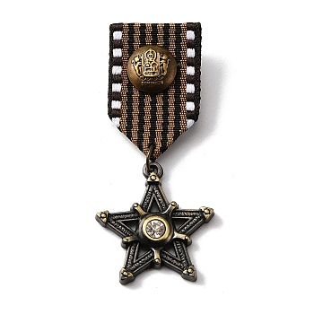 Retro British Preppy Style Alloy with Iron Pendant Lapel Pins, Polyester Brooch Medal for Men, Star Pattern, 75mm