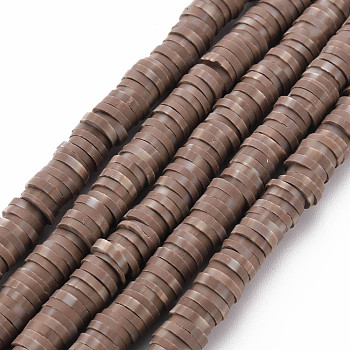 Handmade Polymer Clay Beads Strands, for DIY Jewelry Crafts Supplies, Heishi Beads, Disc/Flat Round, Camel, 6x0.5~1mm, Hole: 1.8mm, about 320~447pcs/strand, 15.75 inch~16.14 inch(40~41cm)