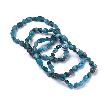 Natural Apatite Bead Stretch Bracelets, Tumbled Stone, Nuggets, 2~2-1/4 inch(5.2~5.6cm), Bead: 7~13x6~10mm
