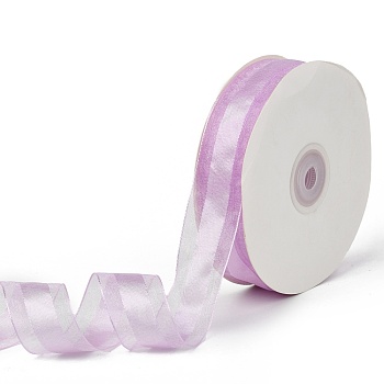Solid Color Organza Ribbons, for Party Decoration, Gift Packing, Plum, 1"(25mm), about 50yard/roll(45.72m/roll)