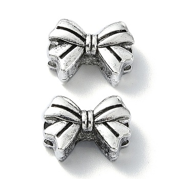 Tibetan Style Alloy Beads, Bowknot, Antique Silver, 10x14x6.5mm, Hole: 6.3x4.2mm, about 294pcs/500g