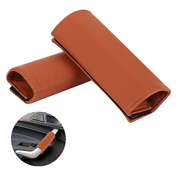 2Pcs PU Leather Car Door Handle Covers, Door Handle Scratch Cover Guard Protective Film Pad, Camel, 130~134x60~64mm