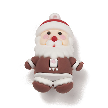 PVC Plastic Christmas Style Big Pendants, Santa Claus, 52.5x35x25mm, Hole: 3mm