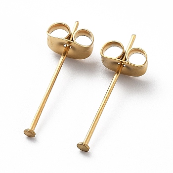 Ion Plating(IP) 304 Stainless Steel Flat Head Pins with Ear Nuts, Golden, 18x0.6mm, Head: 1.4mm