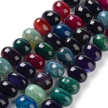 Natural Agate Beads Strands, Dyed & Heated, Egg, Colorful, 15~17x11~12mm, Hole: 1.6mm, about 14~15pcs/strand, 6.69~6.89 inch(17~17.5cm)