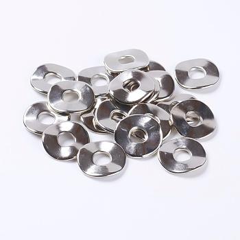 CCB Plastic Beads, Twist Flat Round, Nickel Color, about 24mm in diameter, 3mm thick, hole: 7mm
