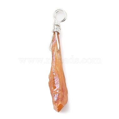 Electroplated Raw Rough Natural Quartz Crystal Copper Wire Wrapped Pendants(PALLOY-JF02410-02)-3