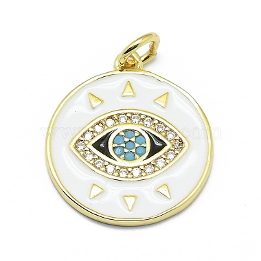 Real 18K Gold Plated White Round Brass+Cubic Zirconia+Enamel Pendants