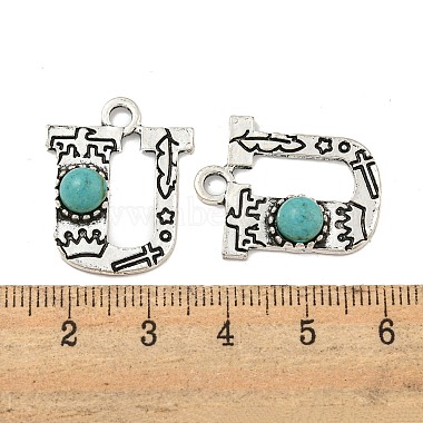 Synthetic Turquoise & Alloy Pendants(PALLOY-H146-01AS-U)-3