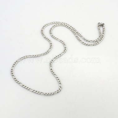 Men's Casual Style 304 Stainless Steel Figaro Chain Necklaces(STAS-O037-17P)-2