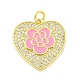 Rack Plating Heart with Flower Brass Micro Pave Clear Cubic Zirconia(KK-Z053-23G-02)-1