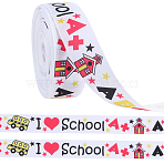 School Season Theme Polyester Printed Grosgrain Ribbon, for Gift Wrapping, Letter, 7/8 inch(22mm), 10 yards/roll(OCOR-WH20006-20B)