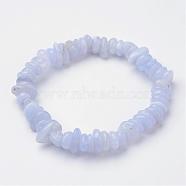 Natural  Blue Lace Agate Beaded Stretch Bracelets, 2-1/8 inch(54mm)(BJEW-JB02683-01)