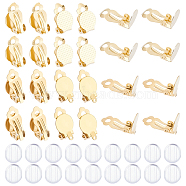 40Pcs 2 Size 304 Stainless Steel Clip-on Earring Findings, Flat Round Clip on Earring Pads, with 40Pcs Silicone Earring Pads, Golden, 16~18x10x7mm, 20Pcs/size(STAS-UN0040-61)