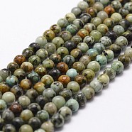Natural African Turquoise(Jasper) Beads Strands, Round, 8mm, Hole: 1mm, about 48pcs/strand, 15 inch(X-G-D840-90-8mm)