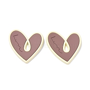 Heart Alloy Spray Painted Pendants, Golden, Rosy Brown, 27.5x29x3mm, Hole: 5.5x2mm(PALLOY-P243-01C)