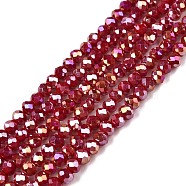 Electroplate Glass Beads Strands, Opaque Solid Color, AB Color Plated, Faceted, Rondelle, Brown, 2.9~3.3x2mm, Hole: 0.8mm, about 148~150pcs/strand, 39.5~40cm(EGLA-A044-P2mm-B02)