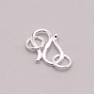 925 Sterling Silver S Shape Clasps, S-Hook Clasps, with Jump Rings, 925 Sterling Silver Plated, 8.5x7x1mm, Hole: 2.6mm(STER-WH0001-08B)