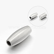 Barrel 304 Stainless Steel Matte Surface Magnetic Clasps with Glue-in Ends, Stainless Steel Color, 18x7.5mm, Hole: 3mm(STAS-N065-20)