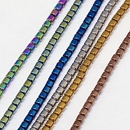 Electroplate Non-magnetic Synthetic Hematite Beads Strands, Column, Grade A, Mixed Color, 2x2mm, Hole: 1mm, about 200pcs/strand, 16 inch(G-J163-2x2mm-M)