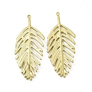 Ion Plating(IP) 304 Stainless Steel Pendants, Leaf Charm, Golden, 53x22x2mm, Hole: 1.3mm(STAS-E207-05G)