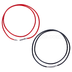 SUNNYCLUE 2Pcs 2 Colors Polyester Waxed Cords Necklace Making, with 304 Stainless Steel Bayonet Clasps, Stainless Steel Color, Black & Red, Mixed Color, 46x0.2cm(MAK-SC0001-13B)