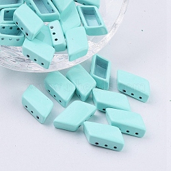 Spray Painted Alloy Multi-Strand Links, For Tile Elastic Bracelets Making, Rhombus, Pale Turquoise, 14x8x4.8mm, Hole: 0.8mm(PALLOY-G268-E-081)