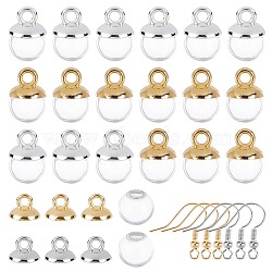 DIY Dangle Earring Making Kits, Including Round Glass Globe Beads, Plastic Bead Cap Pendant Bails, Brass Earring Hooks, Platinum & Golden, Globe Beads: 10mm, Hole: 3mm, 60pcs/box(DIY-SC0001-66A)