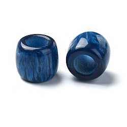 Resin European Beads, Large Hole Barrel Beads, Medium Blue, 11x12x12mm, Hole: 6mm(RESI-U008-02D)