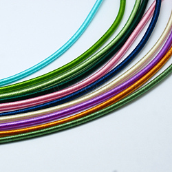 Round Plastic Tube Cords, Covered with Silk Ribbon, Mixed Color, 450~480x4mm(X-OCOR-L032-M)