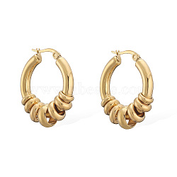 304 Stainless Steel Ring Hoop Earrings, Golden, 27x25mm(WGF6457-02)