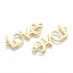 201 Stainless Steel Links connectors, Laser Cut Links, Word Love, Golden, 9x26x1mm, Hole: 1.5mm(STAS-S106-10G)