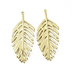 Ion Plating(IP) 304 Stainless Steel Pendants, Leaf Charm, Golden, 53x22x2mm, Hole: 1.3mm(STAS-E207-05G)