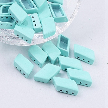Spray Painted Alloy Multi-Strand Links, For Tile Elastic Bracelets Making, Rhombus, Pale Turquoise, 14x8x4.8mm, Hole: 0.8mm