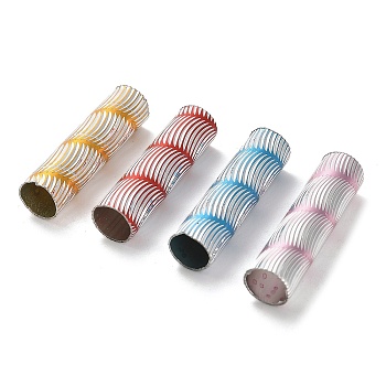 Rack Plating Aluminum Beads, Long-Lasting Plated, Column, Mixed Color, 30x7.5mm