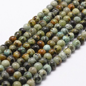 Natural African Turquoise(Jasper) Beads Strands, Round, 8mm, Hole: 1mm, about 48pcs/strand, 15 inch
