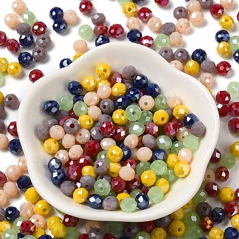 Glass Beads, Faceted, Rondelle, Mixed Color, 6x5mm, Hole: 1mm, about 280pcs/60g