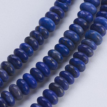 Natural Lapis Lazuli Beads Strands, Rondelle, 4.5~5x2~2.5mm, Hole: 0.8mm, about 166pcs/strand, 15.3 inch(38.5cm)