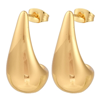 201 Stainless Steel Teardrop Stud Earrings, with 304 Stainless Steel Pin, Golden, 26x12.5mm