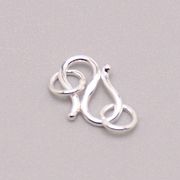 925 Sterling Silver S Shape Clasps, S-Hook Clasps, with Jump Rings, 925 Sterling Silver Plated, 8.5x7x1mm, Hole: 2.6mm