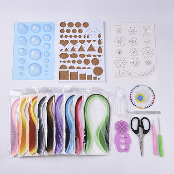 DIY Paper Quilling Strips Sets: Random Color Paper Quilling Strips, Quilling Tool, Mixed Color, 330x232x42mm