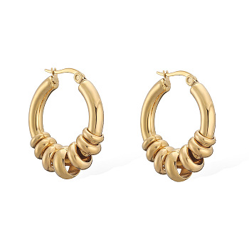 304 Stainless Steel Ring Hoop Earrings, Golden, 27x25mm